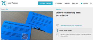 Online-Petition der Kölner Kampagne „Selbstbestimmung statt Bezahlkarte“