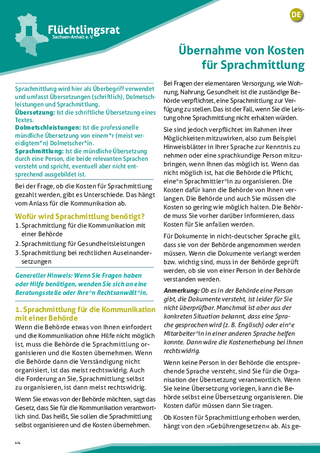 Informationsblatt: Übernahme von Kosten für Sprachmittlung (06/2020)