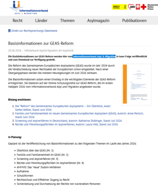 Informationsverbund Asyl & Migration: Basisinformationen zur GEAS-Reform (06/2026)
