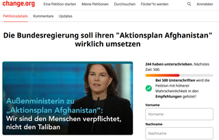 Online-Petition: Die Bundesregierung soll ihren "Aktionsplan Afghanistan" wirklich umsetzen