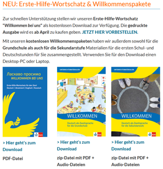 Klett Verlag: Kostenloser Erste-Hilfe-Wortschatz & Willkommenspakete