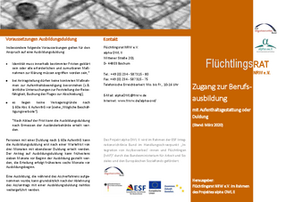 Flüchtlingsrat NRW: Flyer Zugang zur Berufsausbildung mit Aufenthaltsgestattung oder Duldung (03/2020)