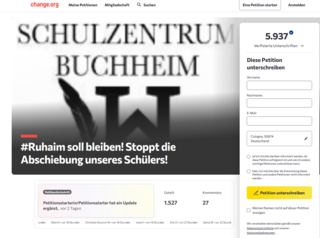 Online-Petition: #Ruhaim soll bleiben! Stoppt die Abschiebung unseres Schülers!
