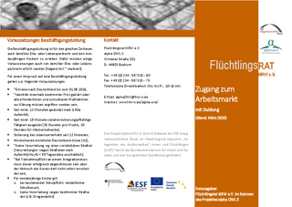 Flüchtlingsrat NRW: Flyer zum Arbeitsmarktzugang für Personen mit Duldung (03/2020)