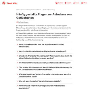 Häufig gestellte Fragen zur privaten Aufnahme von Geflüchteten im eigenen Haus oder der eigenen Mietwohnung