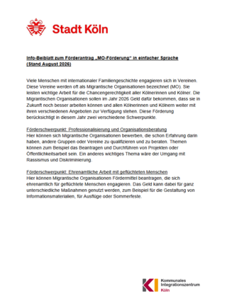 Förderaufruf zur finanziellen Förderung von Migrantischen Organisationen in 2026 (Antragsfrist: 06.09.2026)