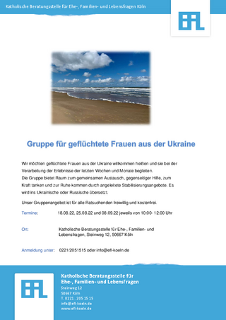 Stabilisierungsgruppe für Frauen aus der Ukraine - Katholische Beratungsstelle für Ehe-, Familien- und Lebensfragen Köln