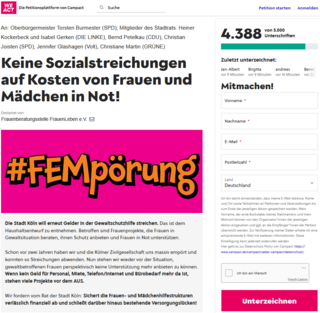 Online-Petition: Keine Sozialstreichungen auf Kosten von Frauen und Mädchen in Not!